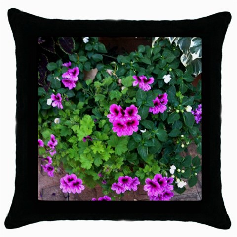 Flowers Throw Pillow Case (Black) from Product Design Center Front